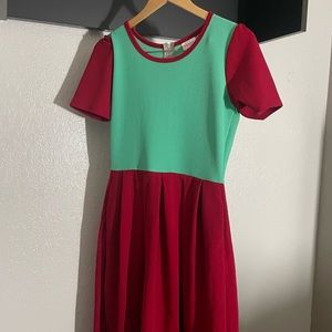 Red and green dress